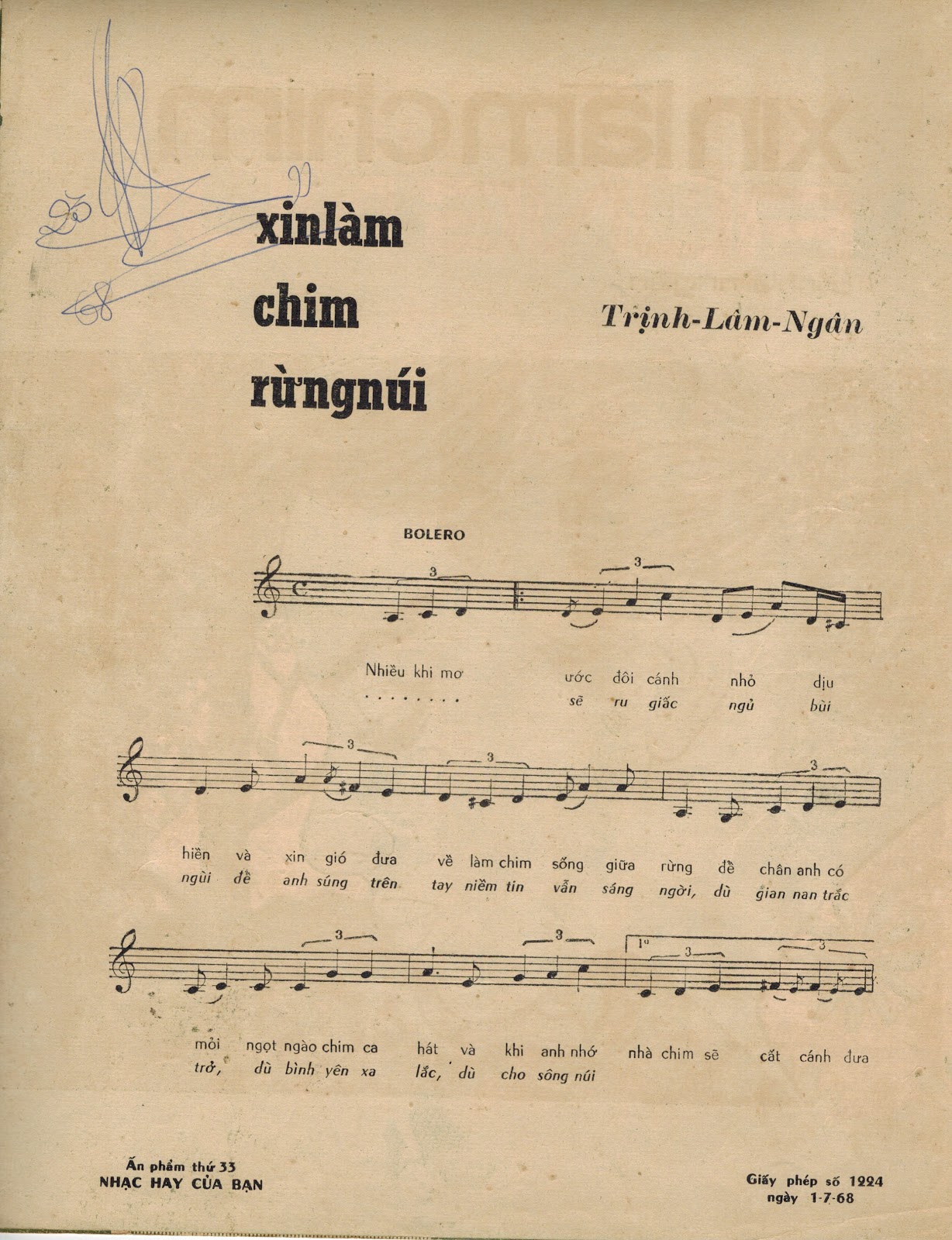 Sheet nhạc Xin làm chim rừng núi - Trang 2
