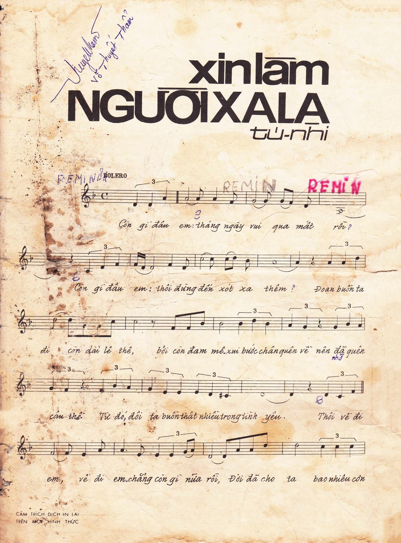 Sheet nhạc Xin làm người xa lạ - Trang 2
