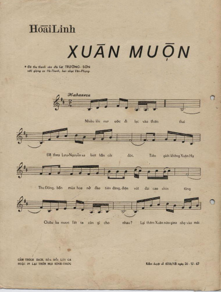 Sheet nhạc Xuân muộn - Trang 2