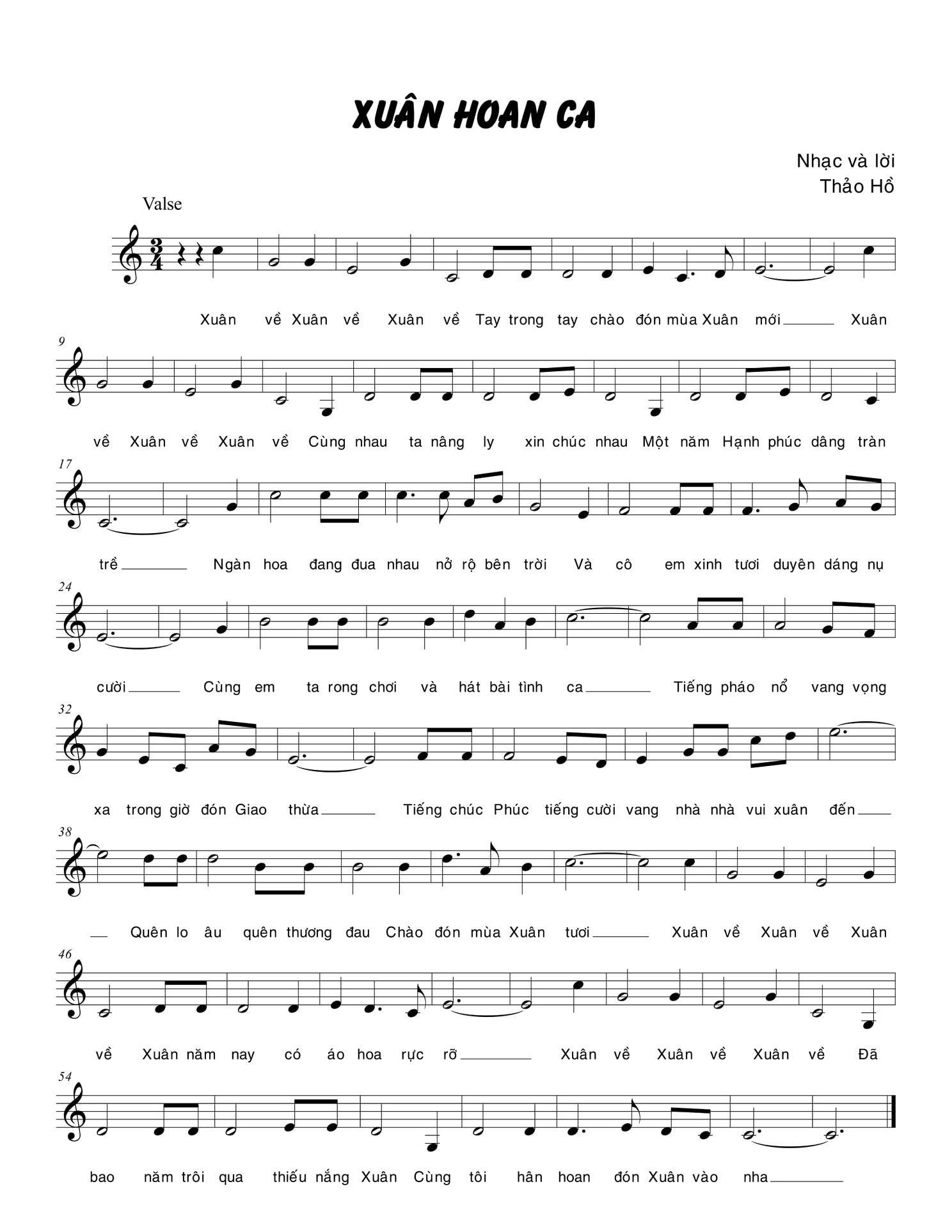 Sheet nhạc Xuân hoan ca - Trang 1