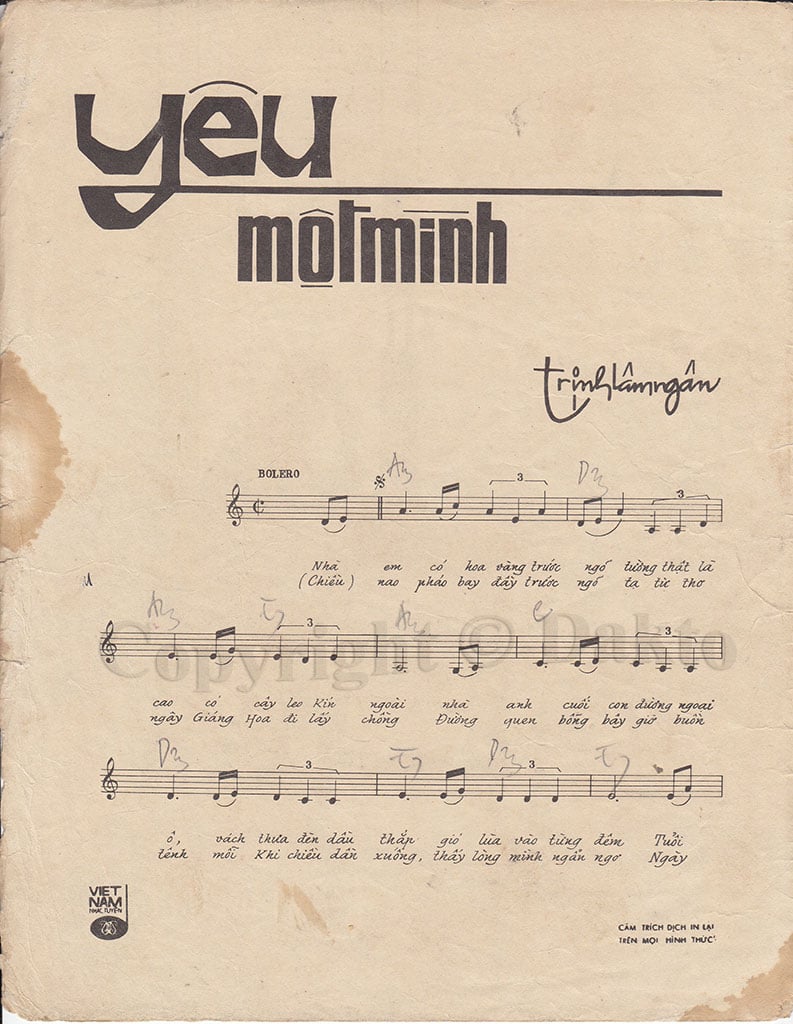 Sheet nhạc Yêu một mình - Trang 2