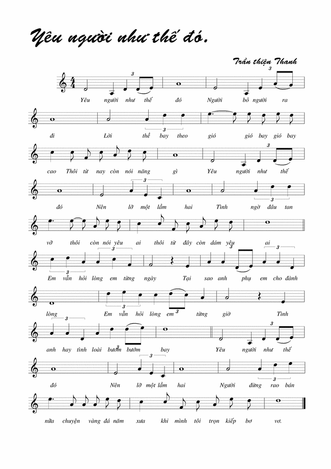 Sheet nhạc Yêu người như thế đó - Trang 1