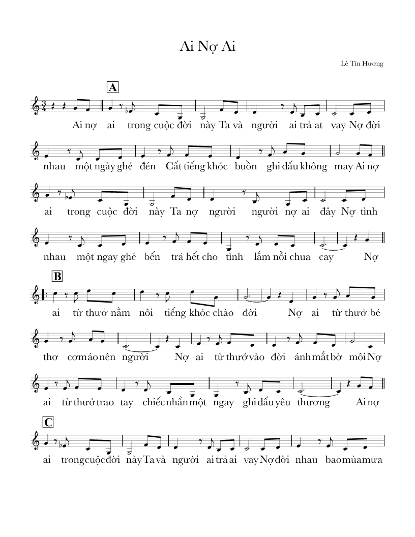 Sheet nhạc Ai nợ ai - Trang 1