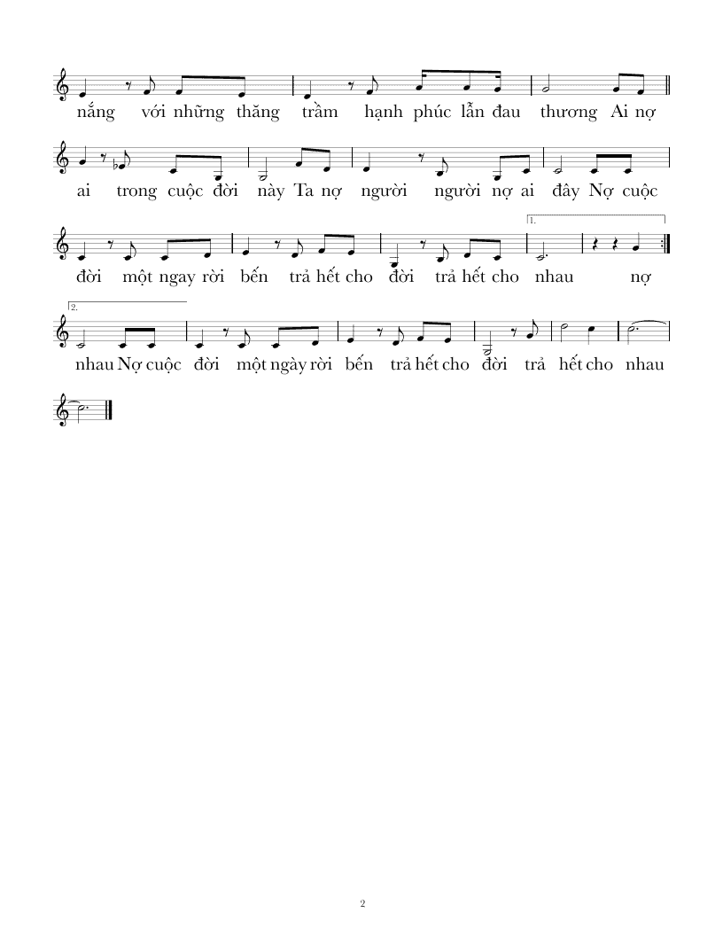 Sheet nhạc Ai nợ ai - Trang 2