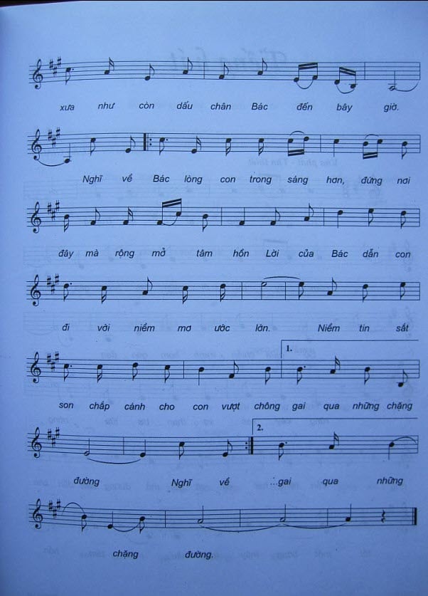 Sheet nhạc Ấm tình quê Bác - Trang 2