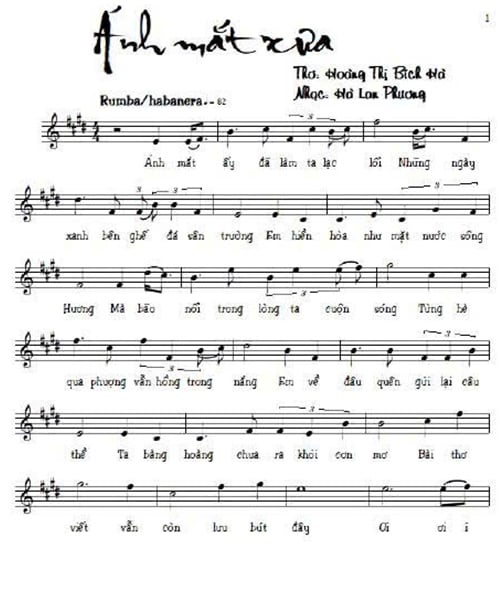 Sheet nhạc Ánh mắt xưa - Trang 1