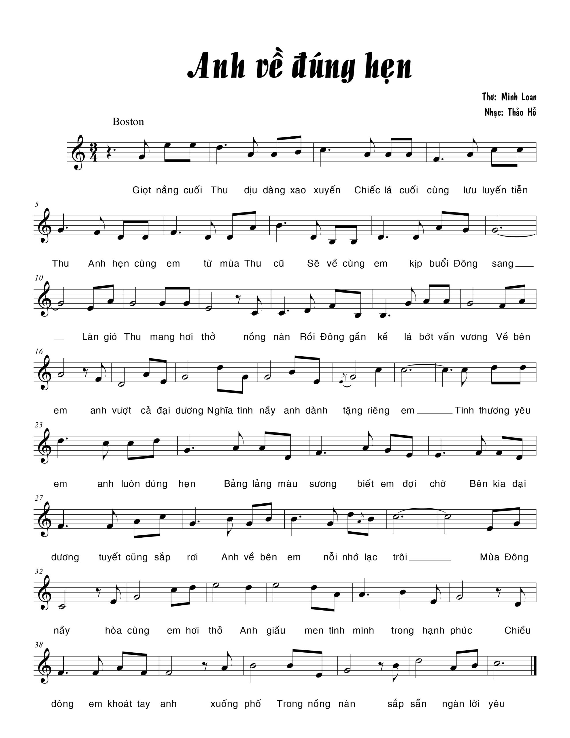 Sheet nhạc Anh về đúng hẹn - Trang 1