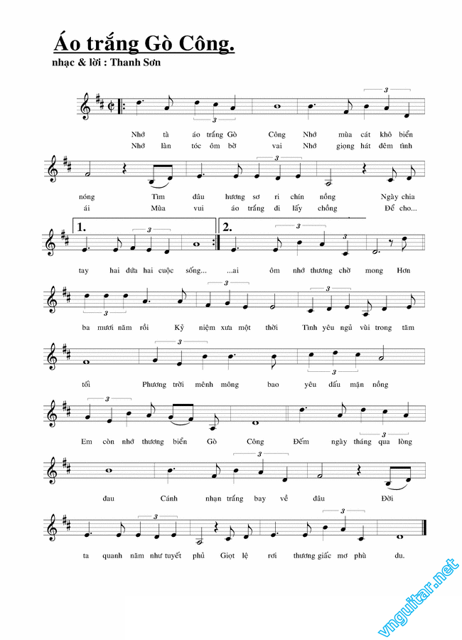 Sheet nhạc Áo trắng Gò Công - Trang 1