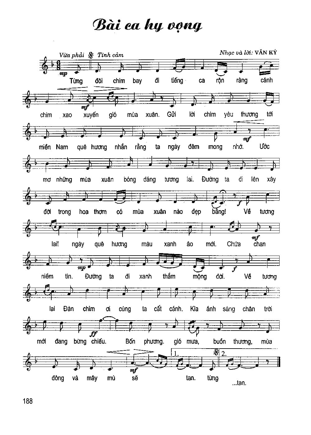 Sheet nhạc Bài ca hy vọng - Trang 1