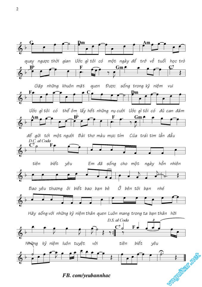 Sheet nhạc Bài thơ màu mực tím - Trang 2