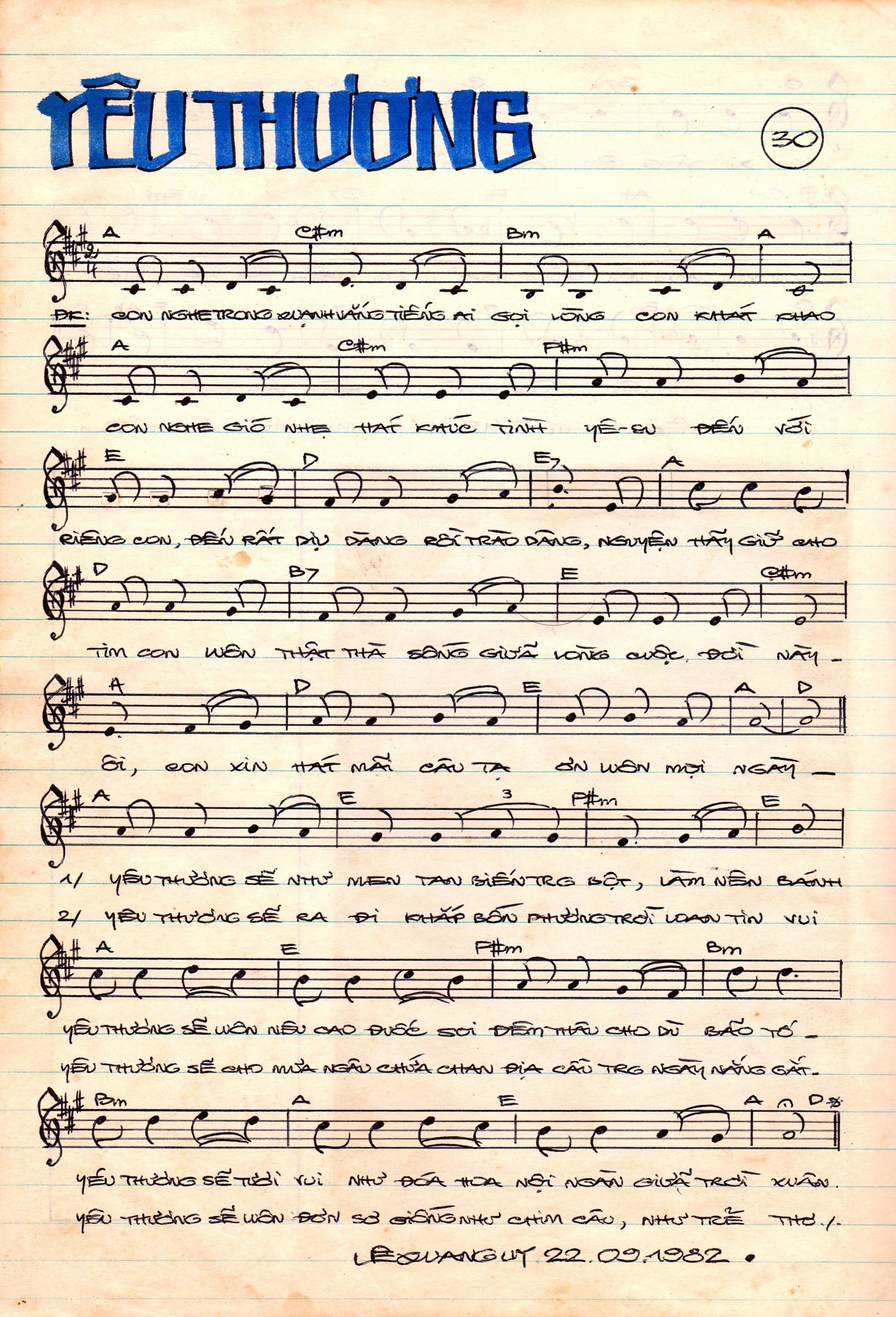 Sheet nhạc bài ca yêu thương - Trang 1