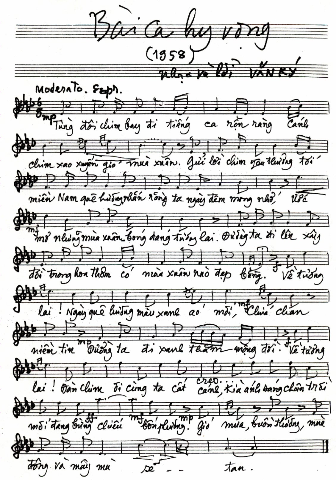 Sheet nhạc Bài ca hy vọng - Trang 2