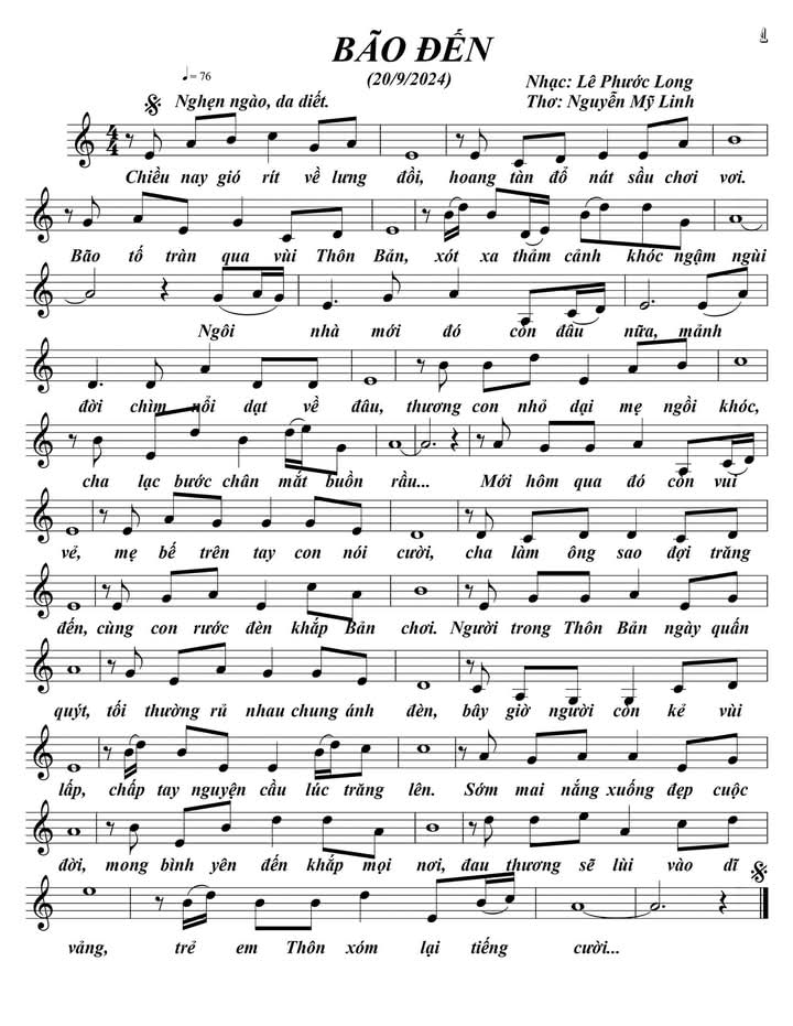 Sheet nhạc Bão đến - Trang 1