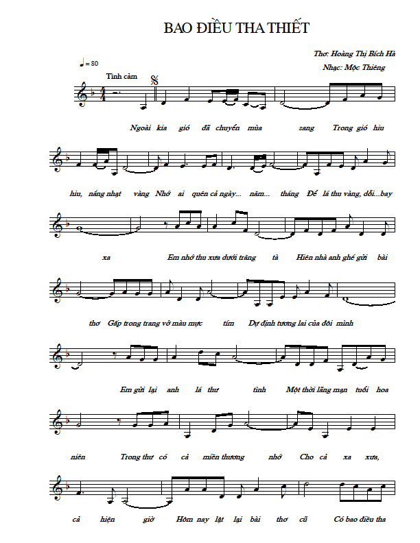 Sheet nhạc Bao điều tha thiết - Trang 1