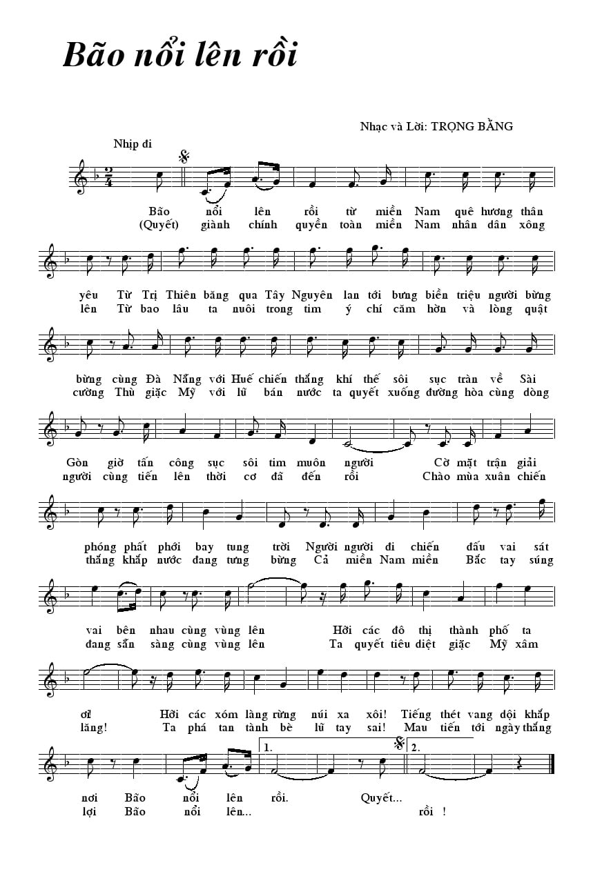 Bão nổi lên rồi Sheet Nhạc