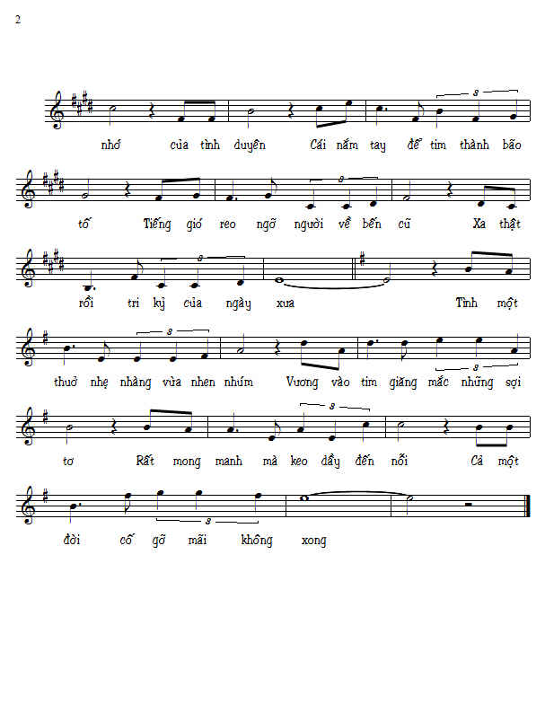 Sheet nhạc Bến nhớ - Trang 2