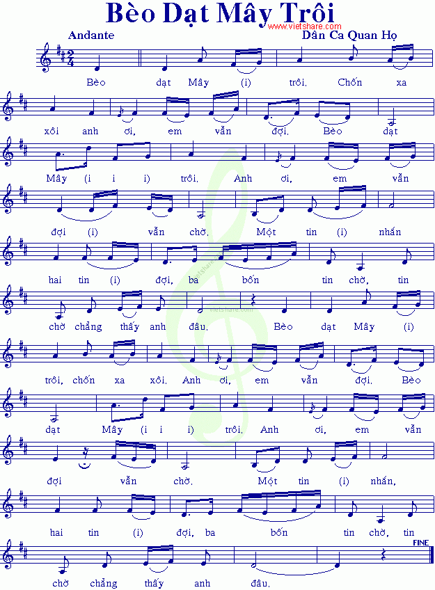 Bèo dạt mây trôi Sheet Nhạc