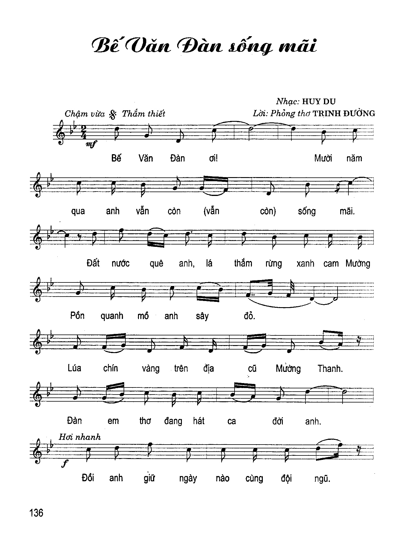 Sheet nhạc Bế Văn Đàn sống mãi - Trang 1