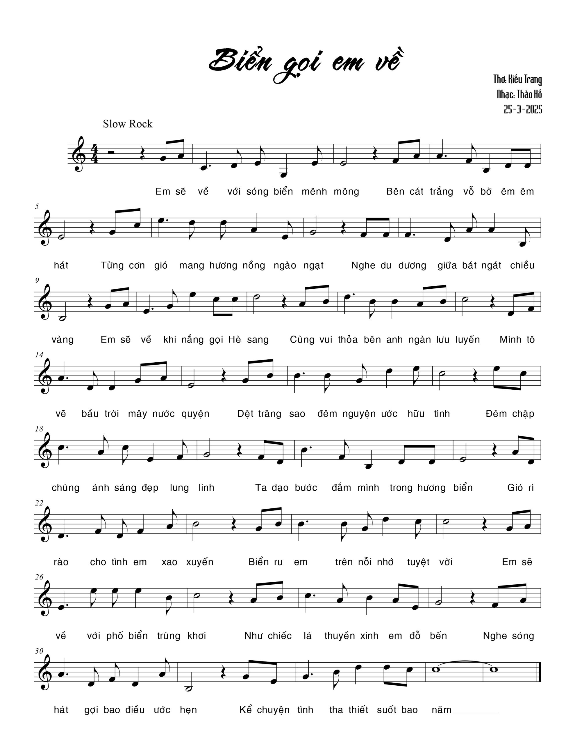 Sheet nhạc Biển gọi em về - Trang 1