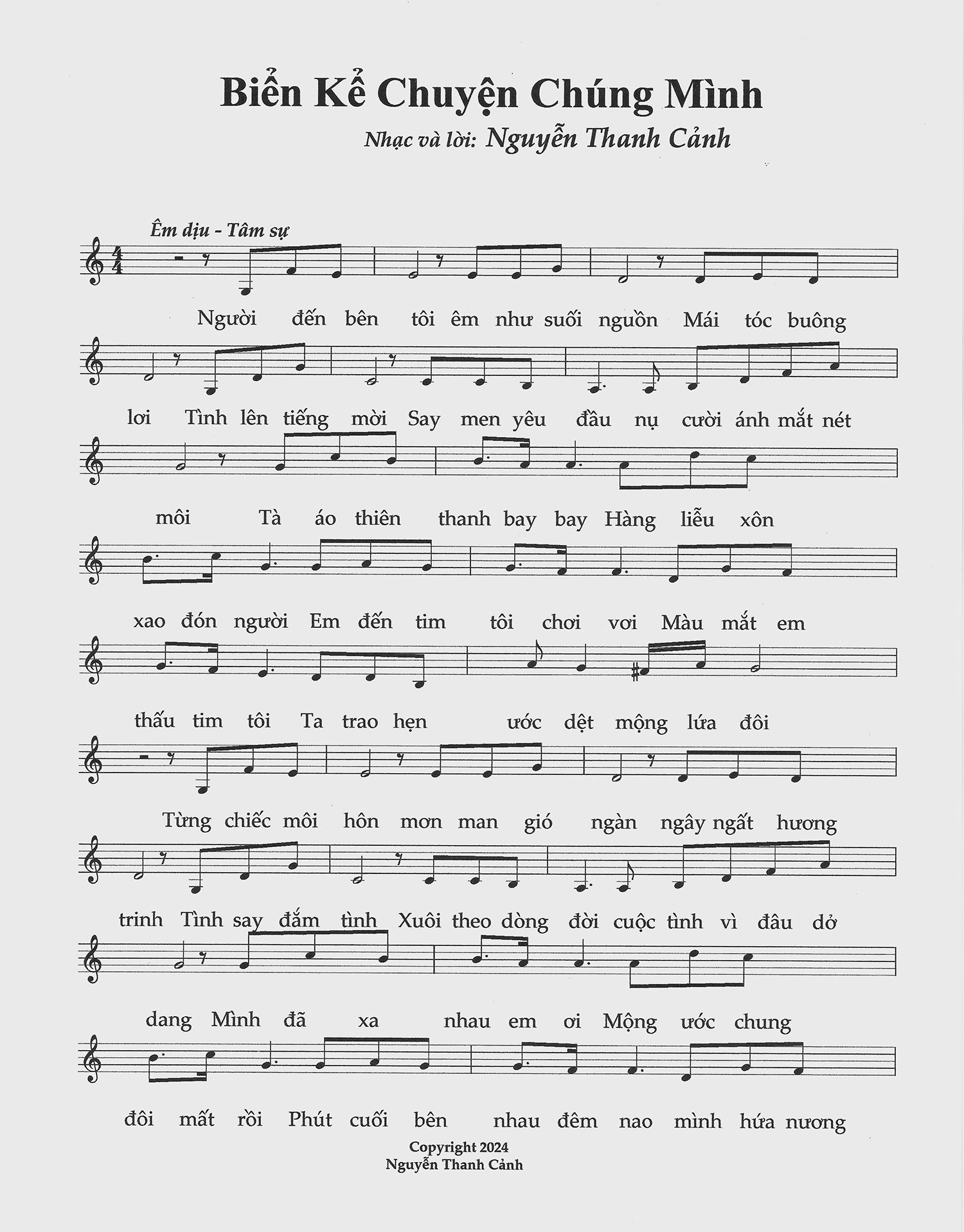 Sheet nhạc Biển kể chuyện chúng mình - Trang 1