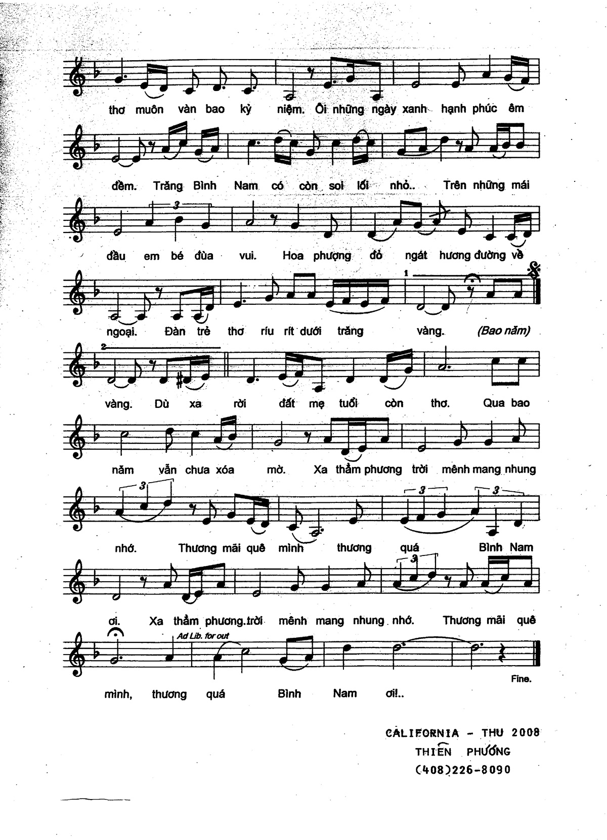 Sheet nhạc Bình Nam quê em - Trang 2