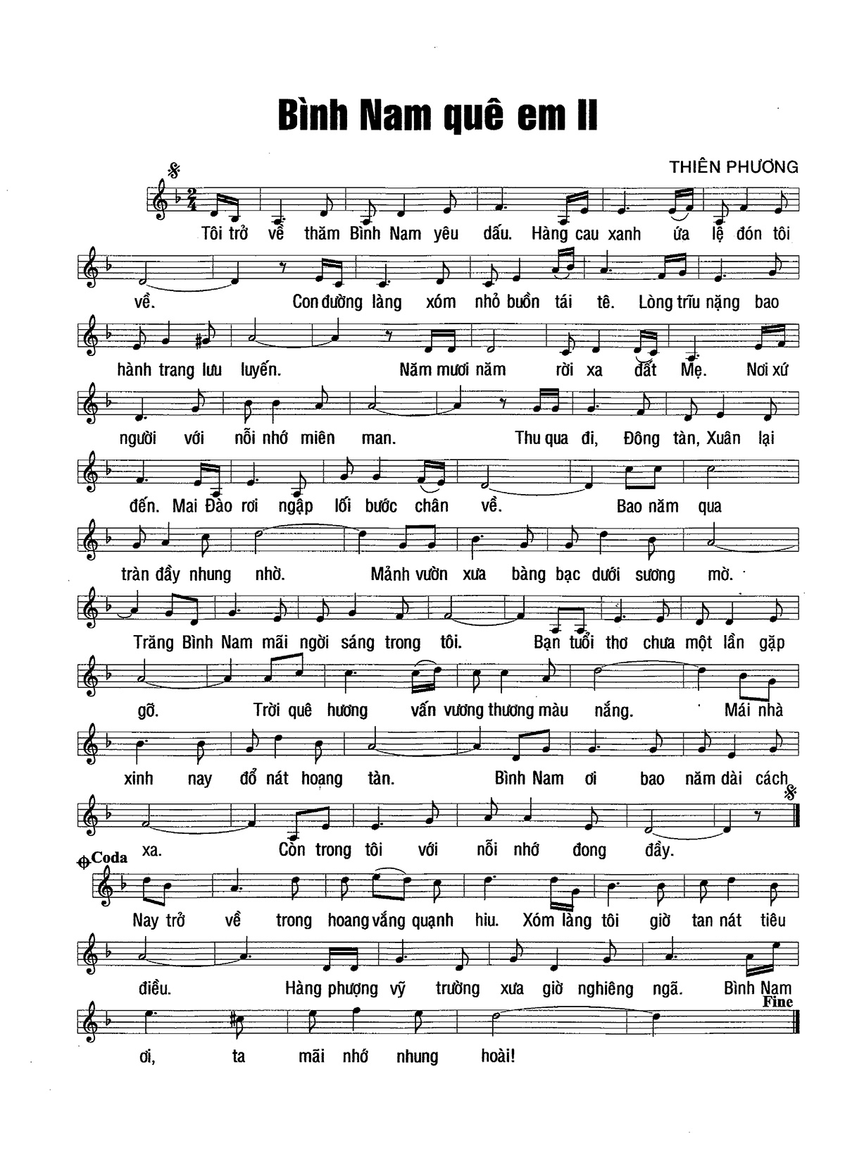 Sheet nhạc Bình Nam quê em 2 - Trang 1