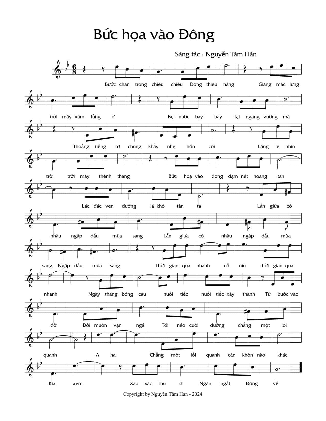 Sheet nhạc Bức họa vào đông - Trang 1