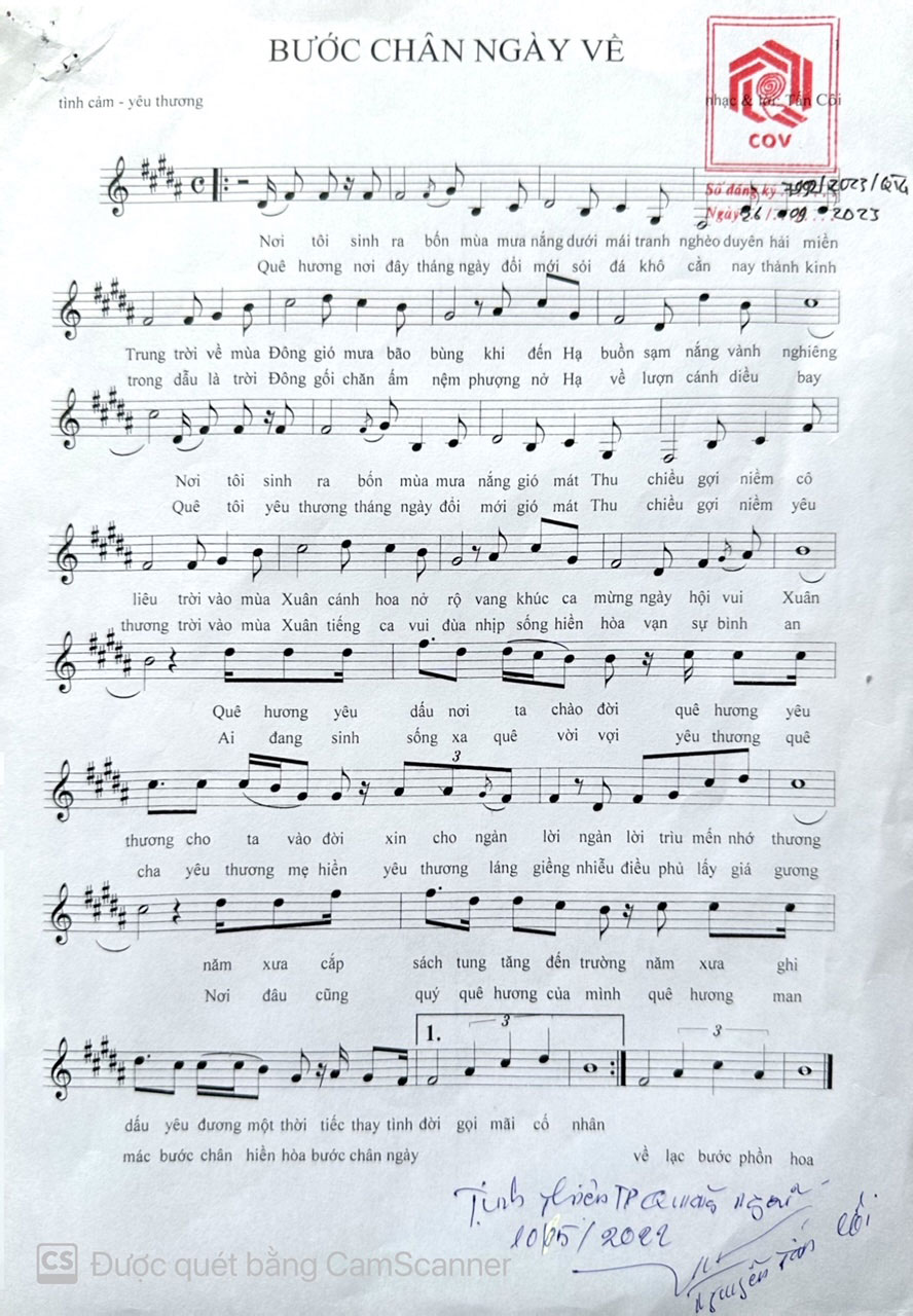 Sheet nhạc Bước chân ngày về - Trang 1