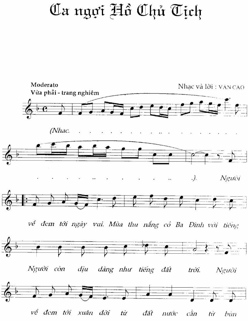 Ca ngợi Hồ Chủ tịch Sheet Nhạc