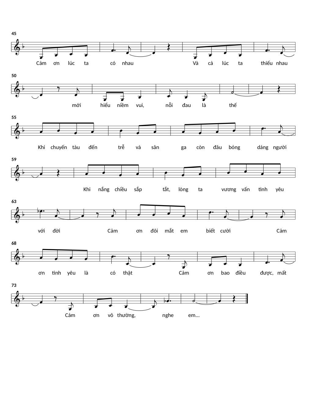 Sheet nhạc Cảm ơn chiếc lá - Trang 2