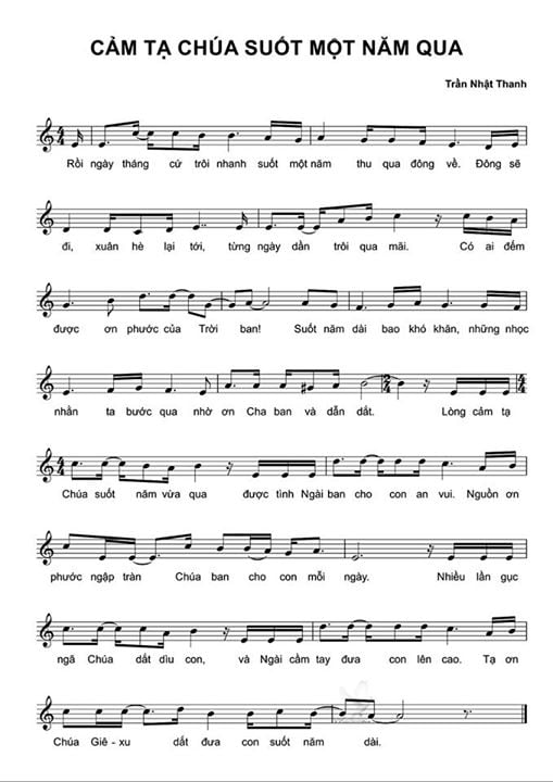Sheet nhạc Cảm tạ Chúa suốt một năm qua - Trang 1