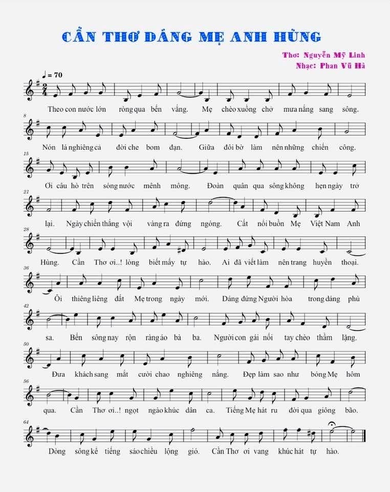 Sheet nhạc Cần Thơ dáng mẹ anh hùng - Trang 1
