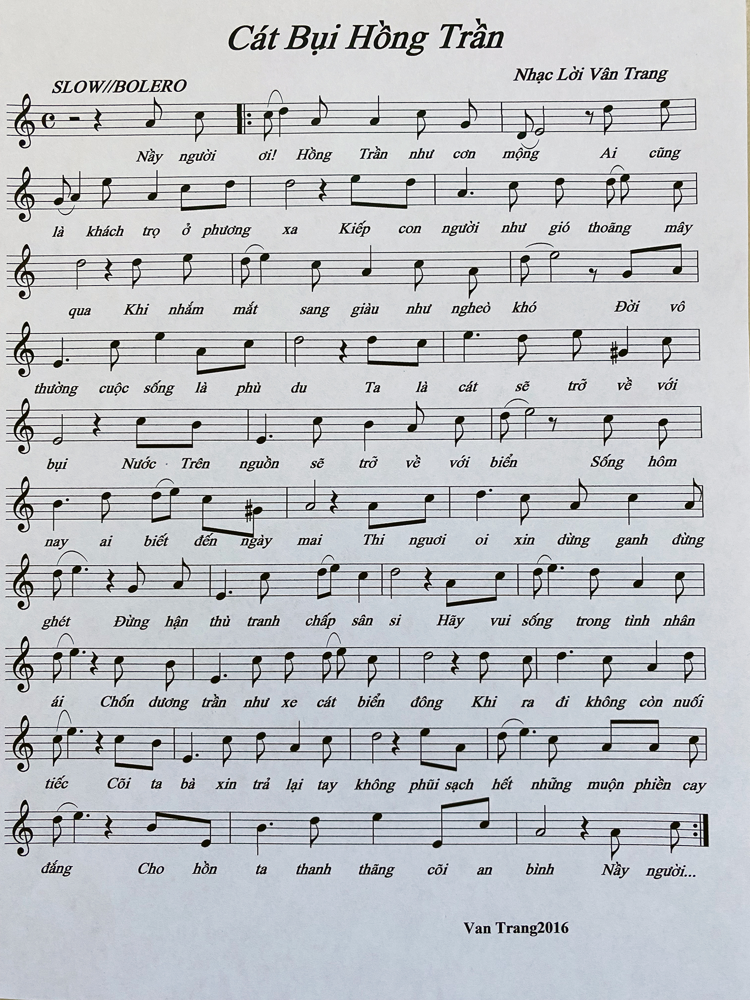 Sheet nhạc Cát bụi hồng trần - Trang 1