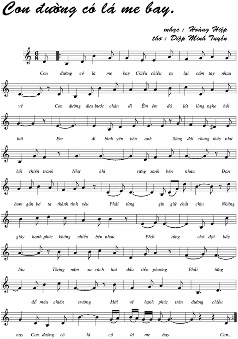 Sheet nhạc Con đường có lá me bay - Trang 1