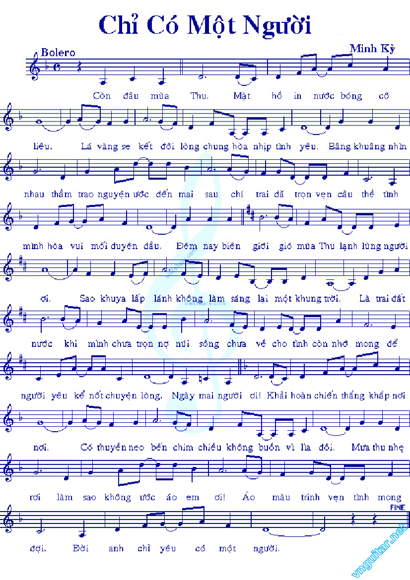 Sheet nhạc Chỉ có một người - Trang 1
