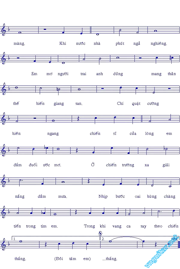 Sheet nhạc Chiến sĩ của lòng em - Trang 2