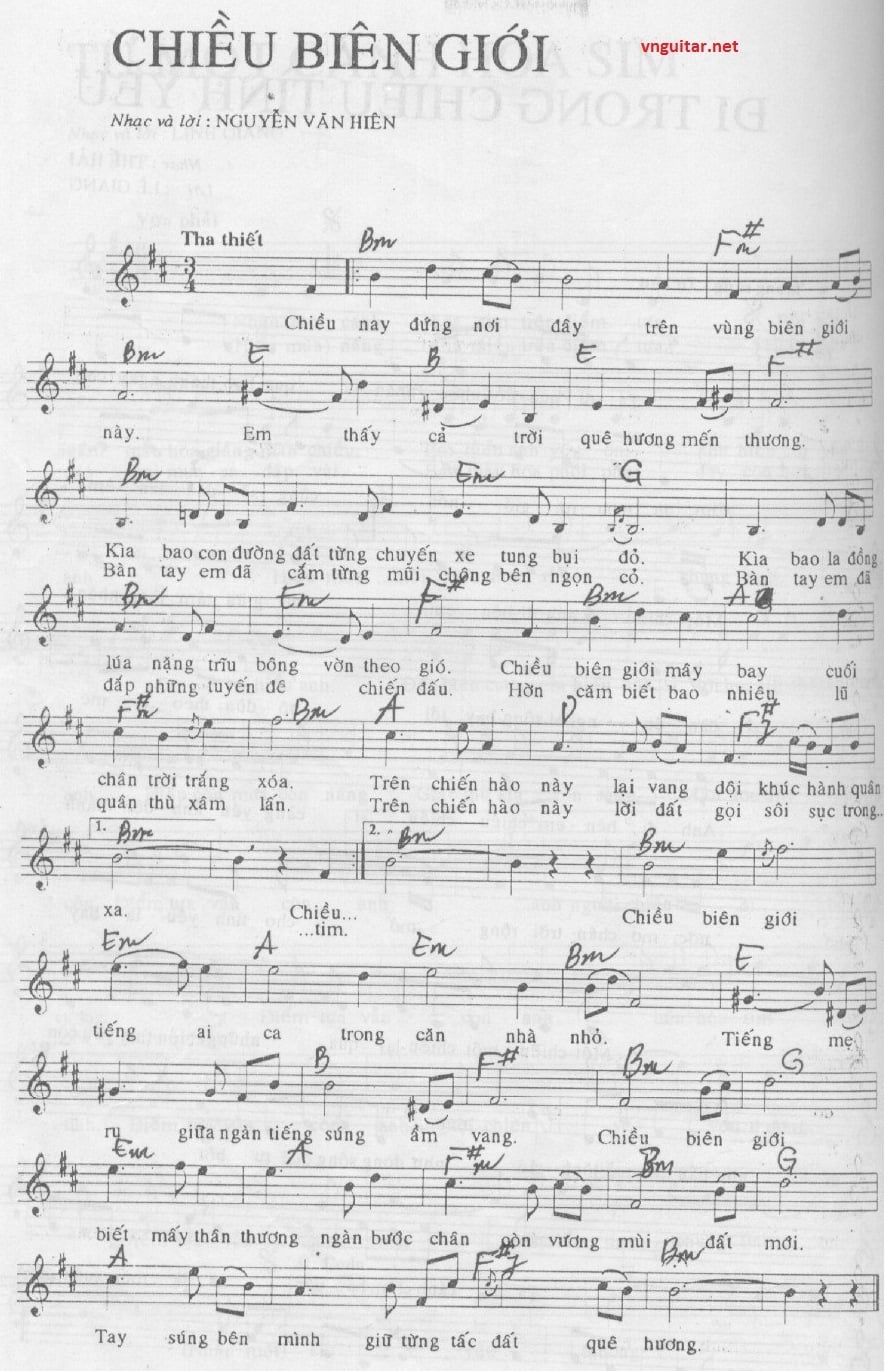 Chiều biên giới Sheet Nhạc