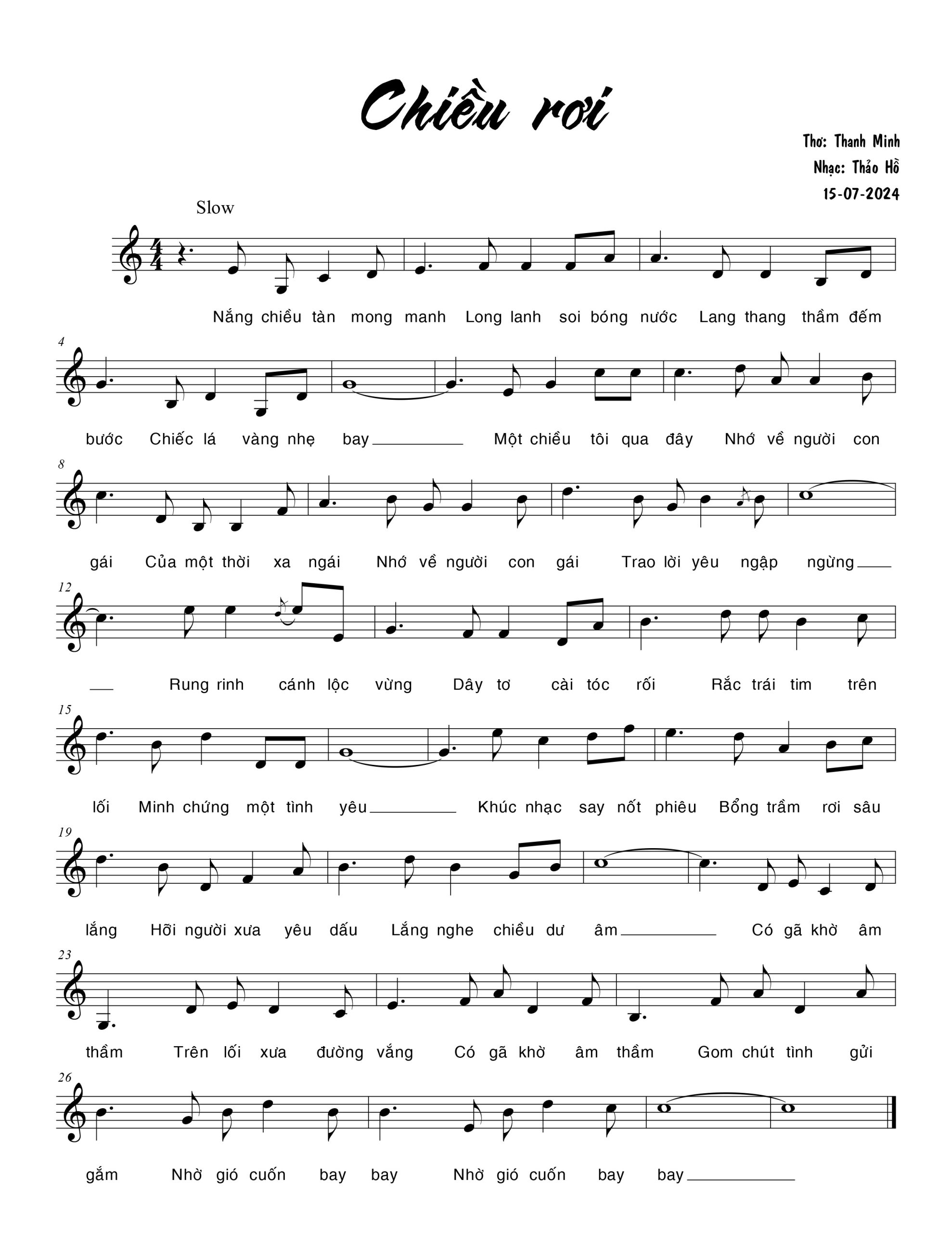 Sheet nhạc Chiều rơi - Trang 1