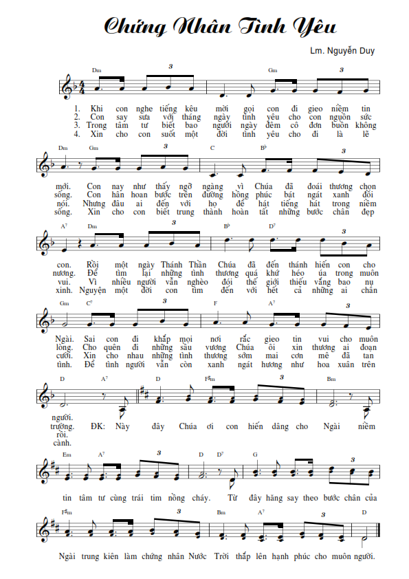 Sheet nhạc Chứng nhân tình yêu - Trang 1