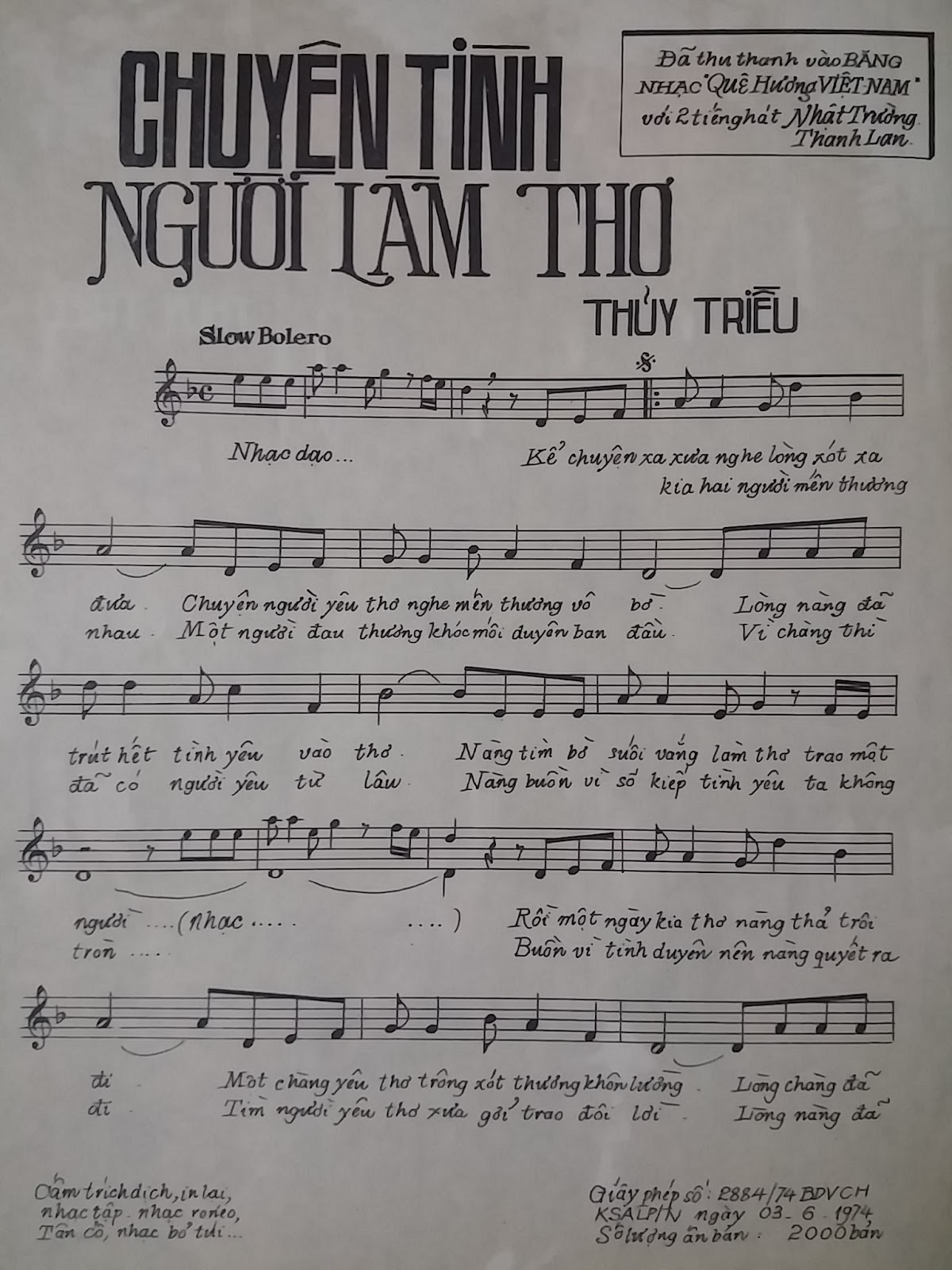 Sheet nhạc Chuyện tình người làm thơ - Trang 2