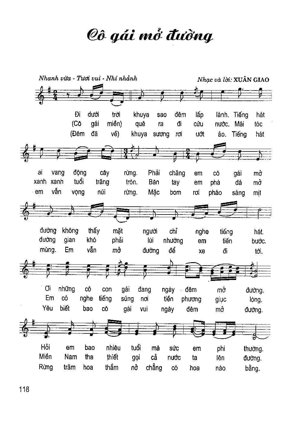 Sheet nhạc Cô gái mở đường - Trang 1
