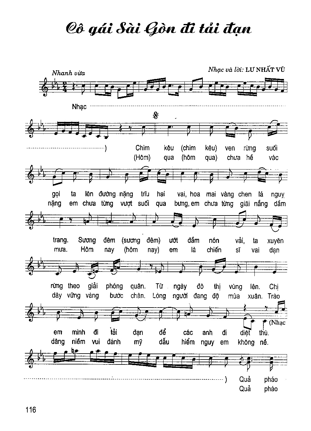 Sheet nhạc Cô gái Sài Gòn đi tải đạn - Trang 1