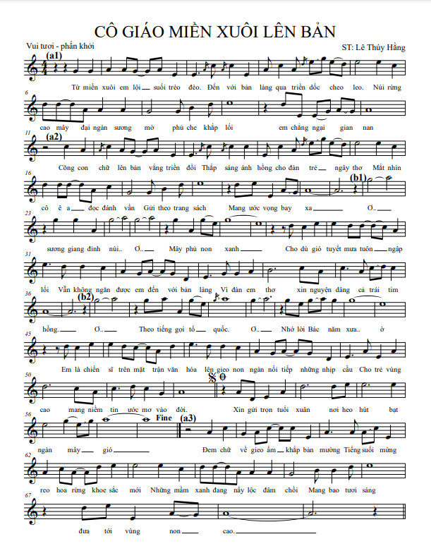 Sheet nhạc Cô giáo miền xuôi lên bản - Trang 1