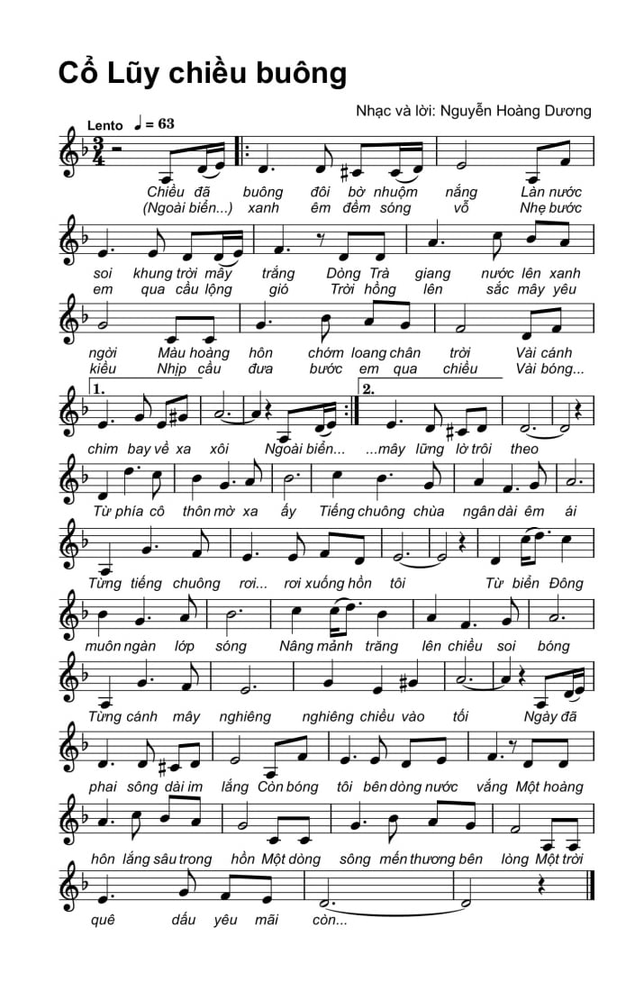 Sheet nhạc Cổ Lũy chiều buông - Trang 1