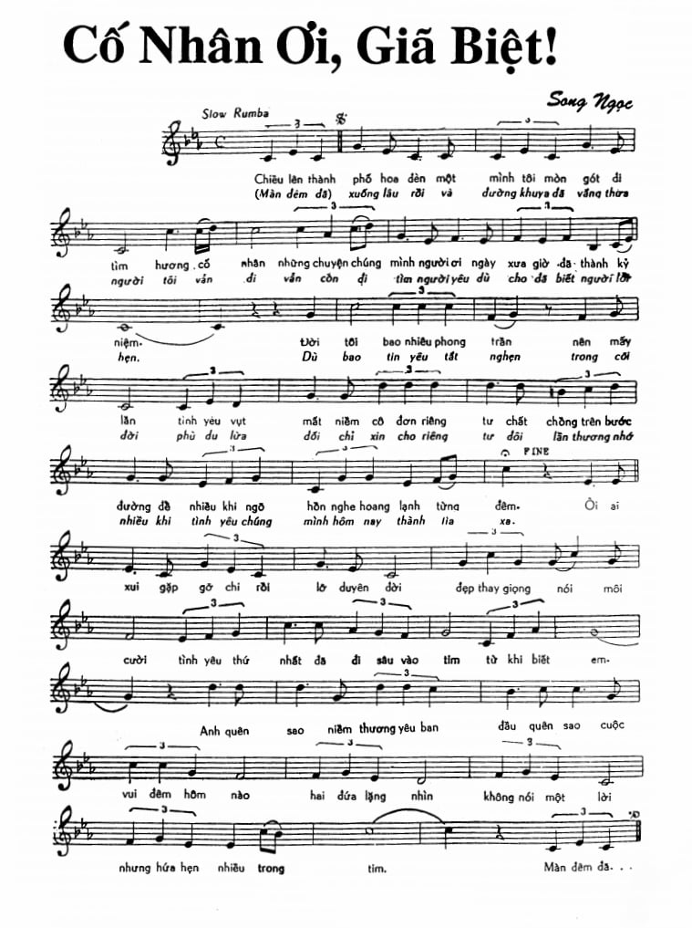 Sheet nhạc Cố nhân ơi giã biệt - Trang 1