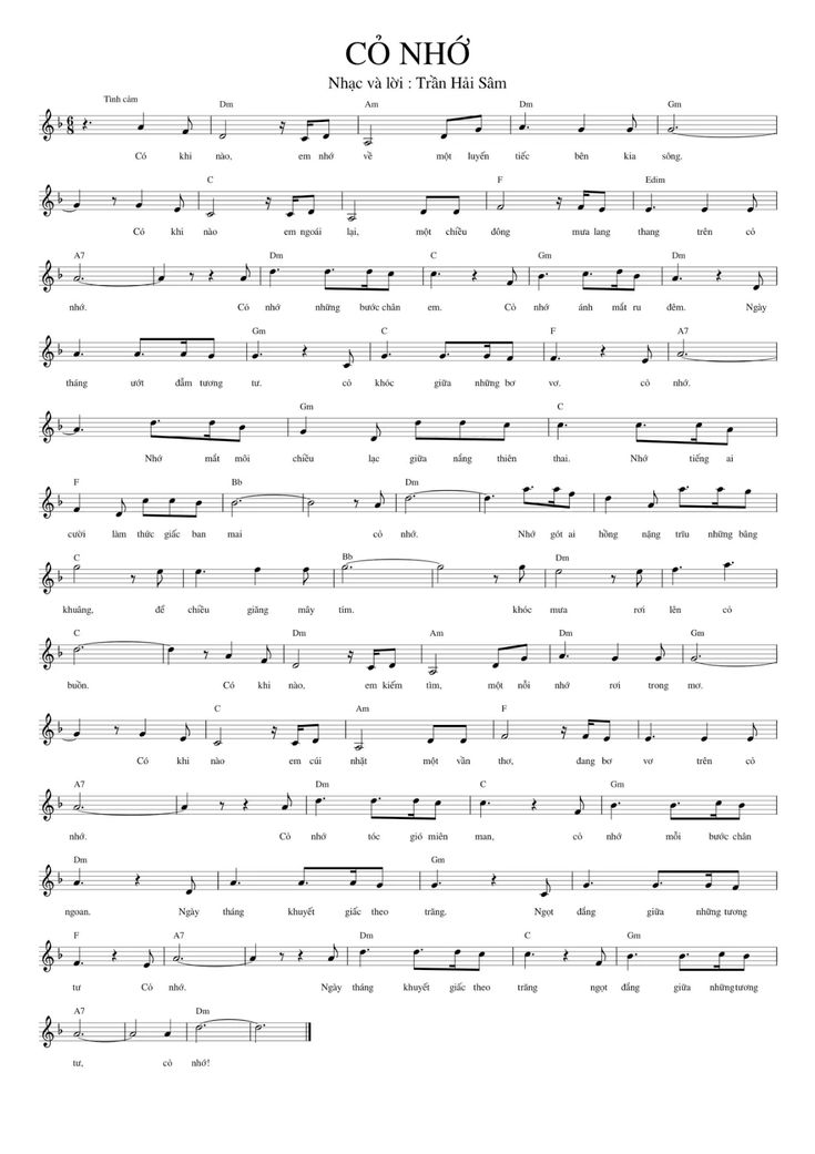Sheet nhạc Cỏ nhớ - Trang 1