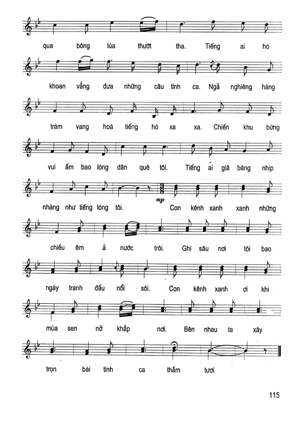 Sheet nhạc Con kênh xanh xanh - Trang 2