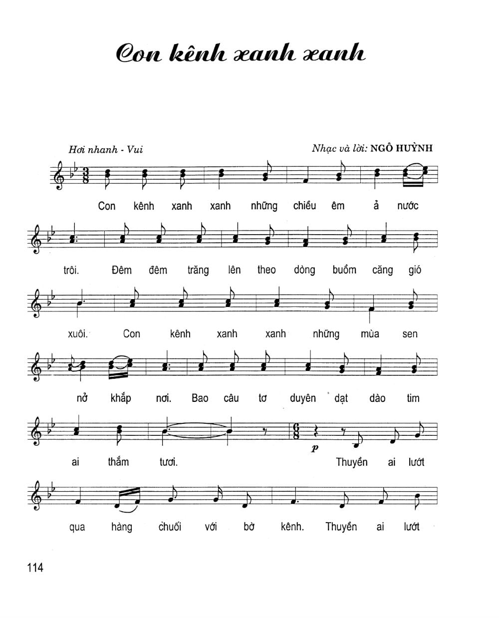 Sheet nhạc Con kênh xanh xanh - Trang 1