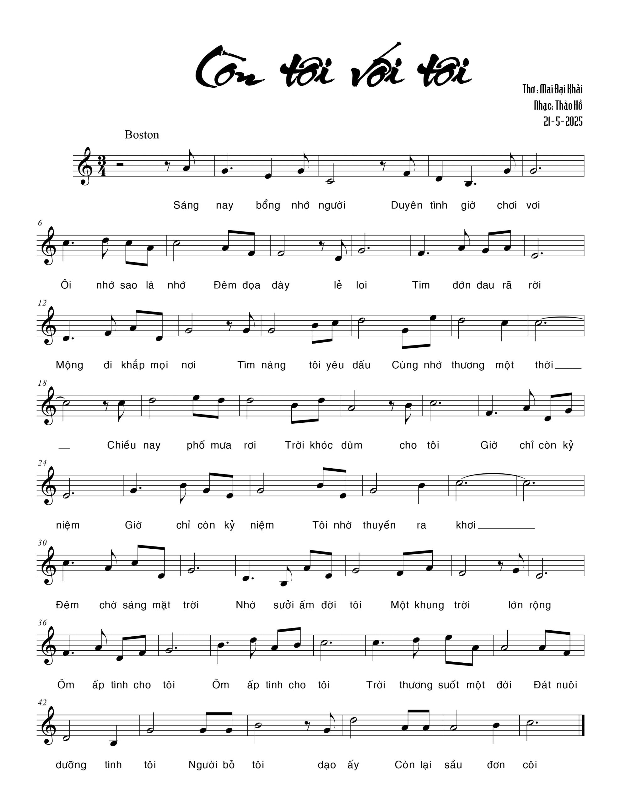 Sheet nhạc Còn tôi với tôi - Trang 1