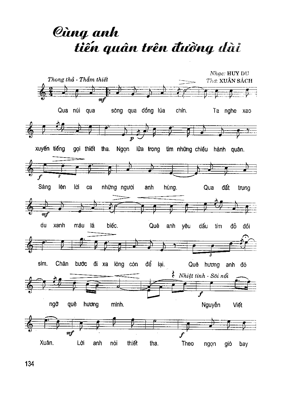 Sheet nhạc Cùng anh tiến quân trên đường dài - Trang 1